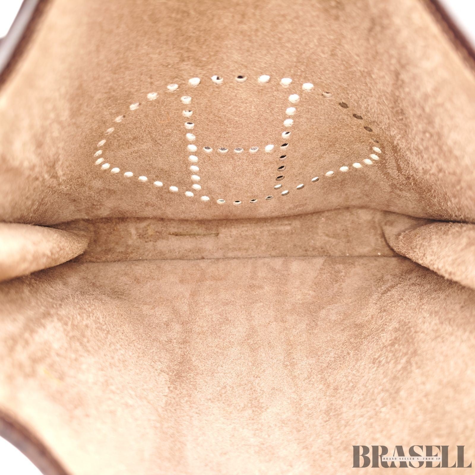 HERMES Evelyn 2 GM Punching H logo Shoulder Bag Brown w/Box Dust Bag Strap