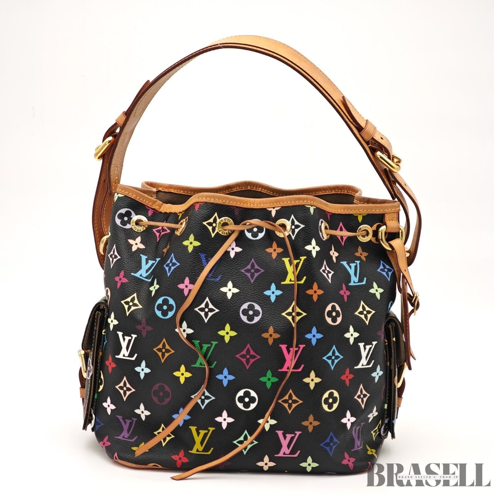 LOUIS VUITTON Monogram Multicolor Petit Noe Bag Handbag Black M42230 Auth