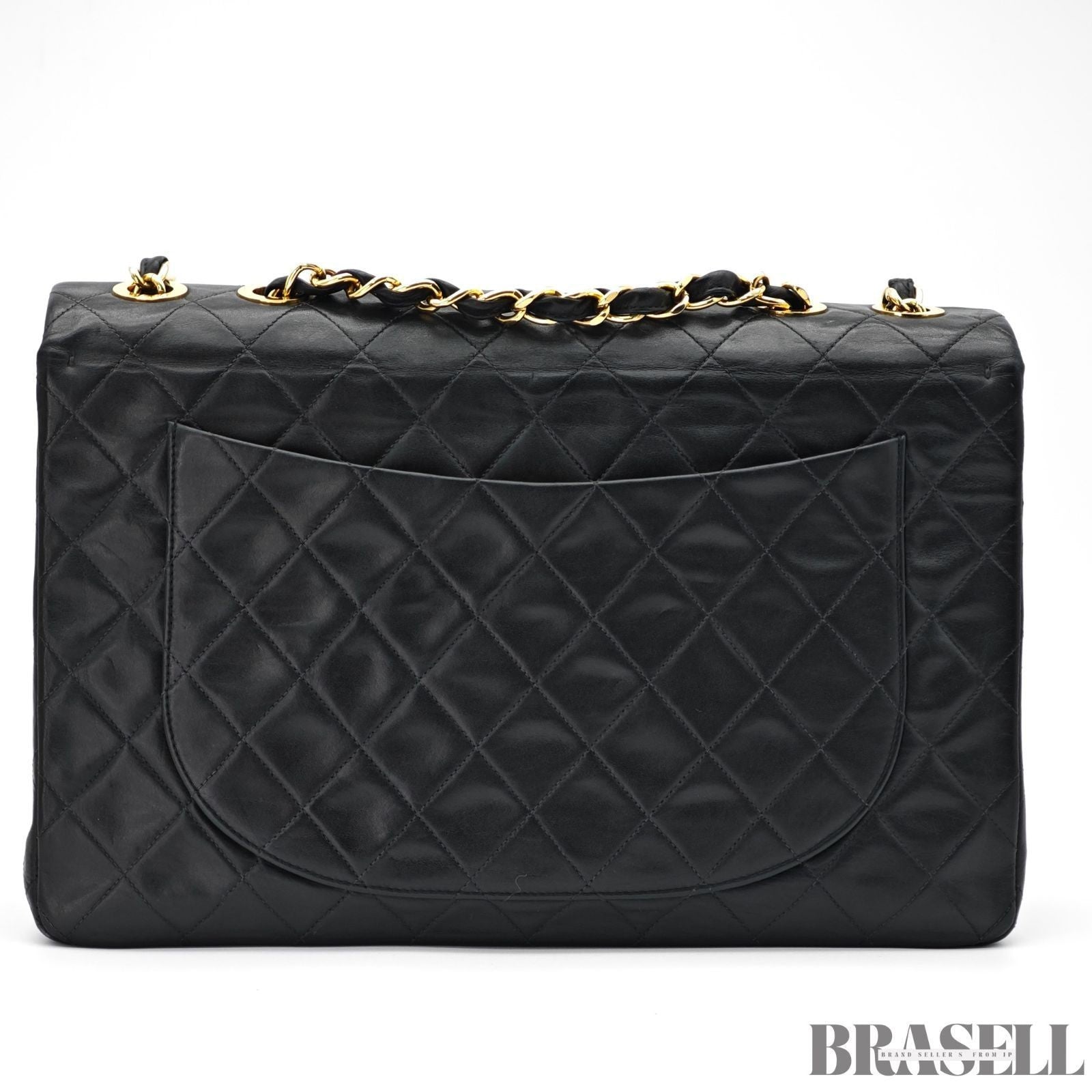 CHANEL Maxi Jumbo Matelasse Lambskin Flap Bag Black Quilted Shoulder Bag Women