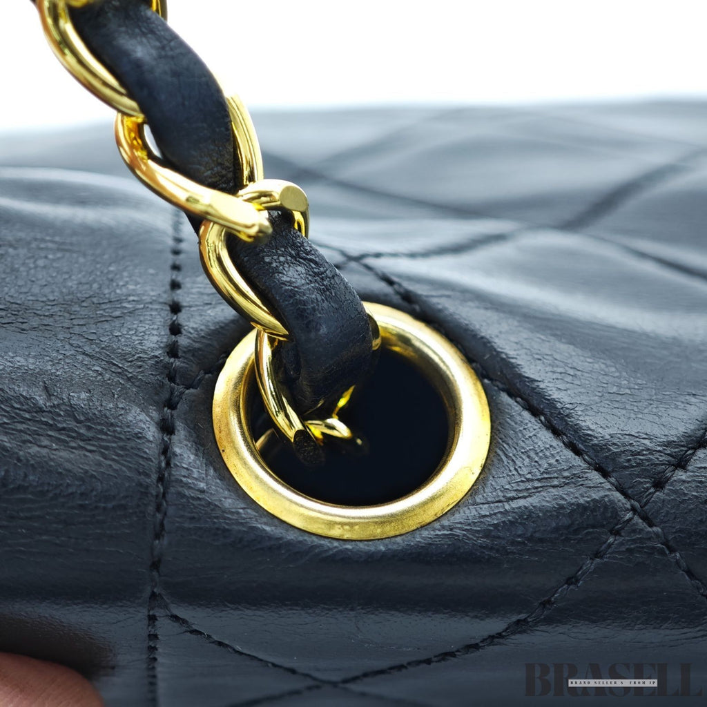 Chanel Lambskin Matelassé 25 S-Flap Shoulder Bag Small Black Ladies w/Dust Bag