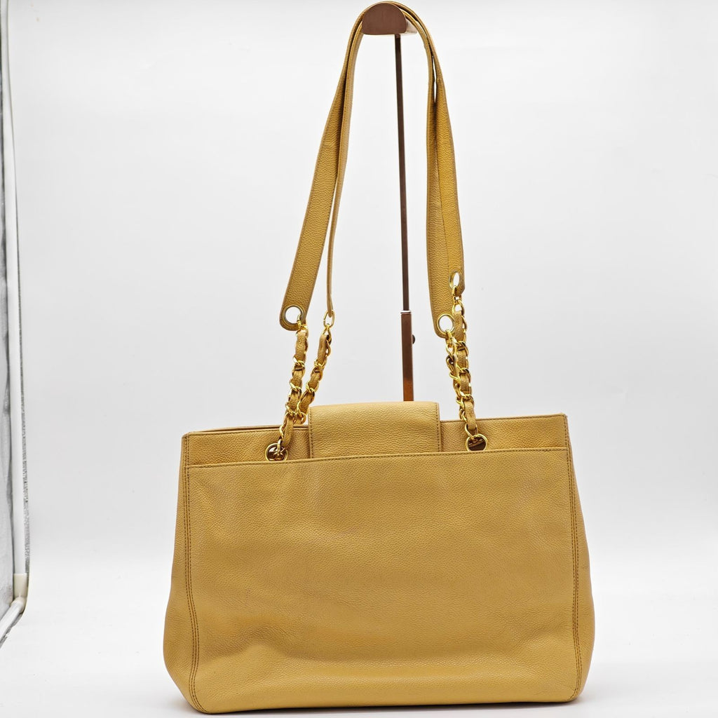 CHANEL Turnlock Chain Tote Bag Beige Women's