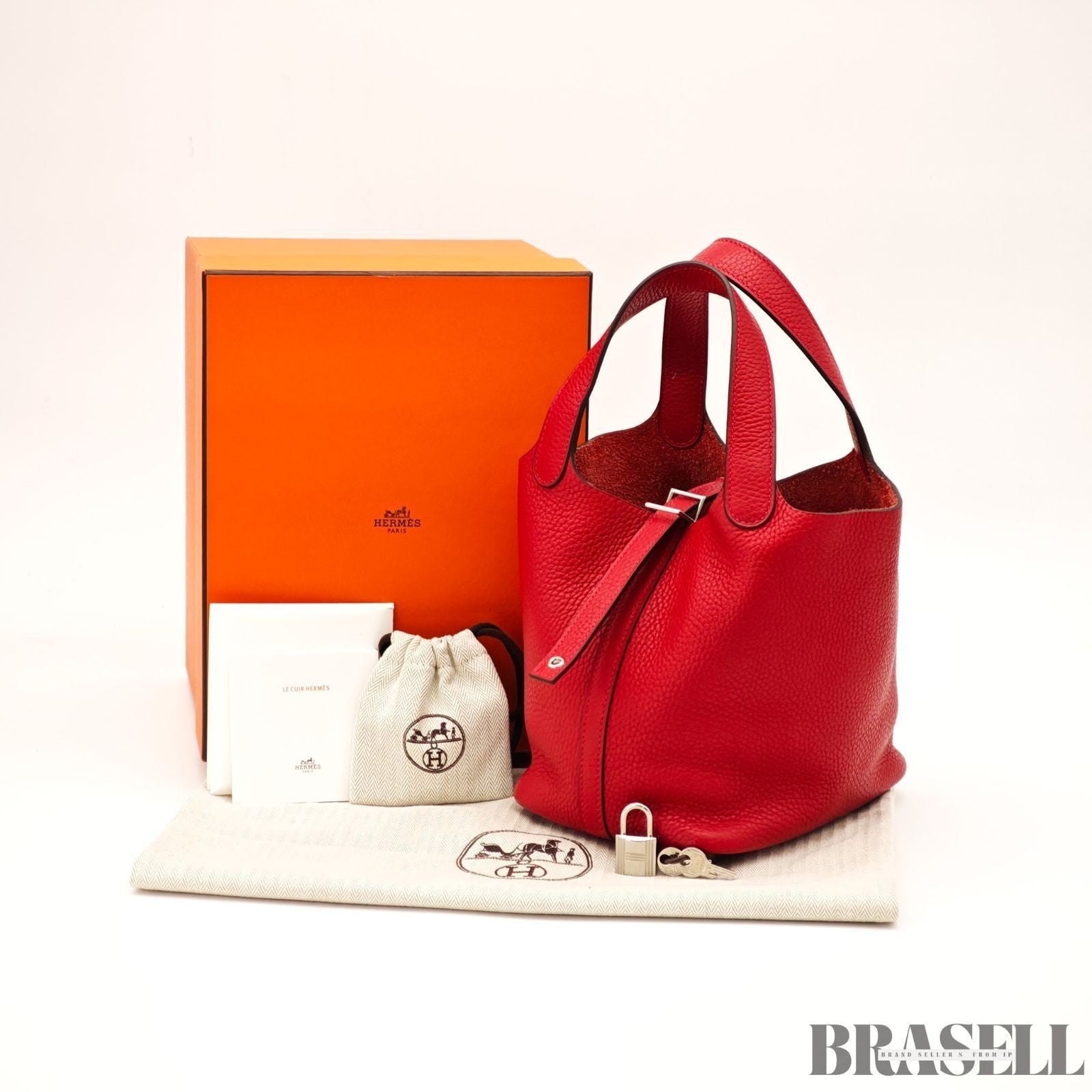 Hermes Picotin Lock PM Rouge De Coeur Bucket Bag With Box Dust Bag Padlock Key