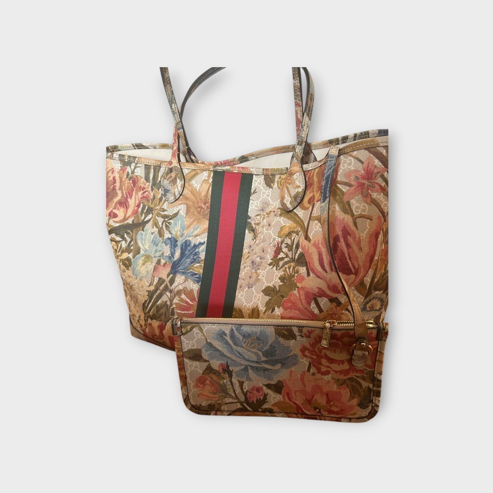 Gucci GG Flora Ophidia PVC Tote Bag Floral Print