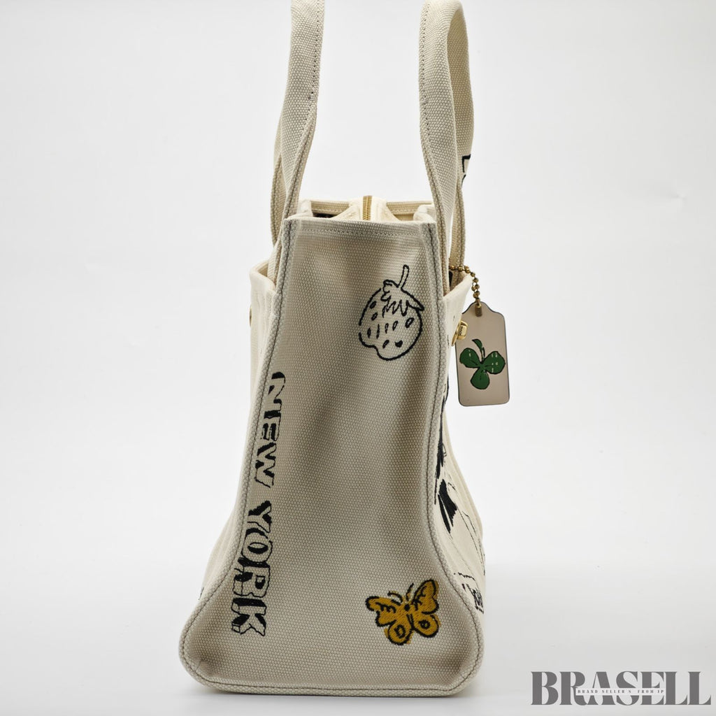 COACH Cargo Tote Bag Sketch Print New York 2-Way Shoulder Bag White