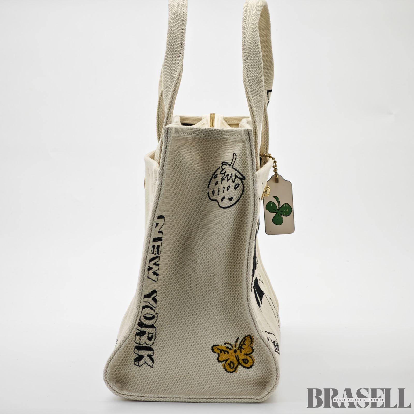 COACH Cargo Tote Bag Sketch Print New York 2-Way Shoulder Bag White