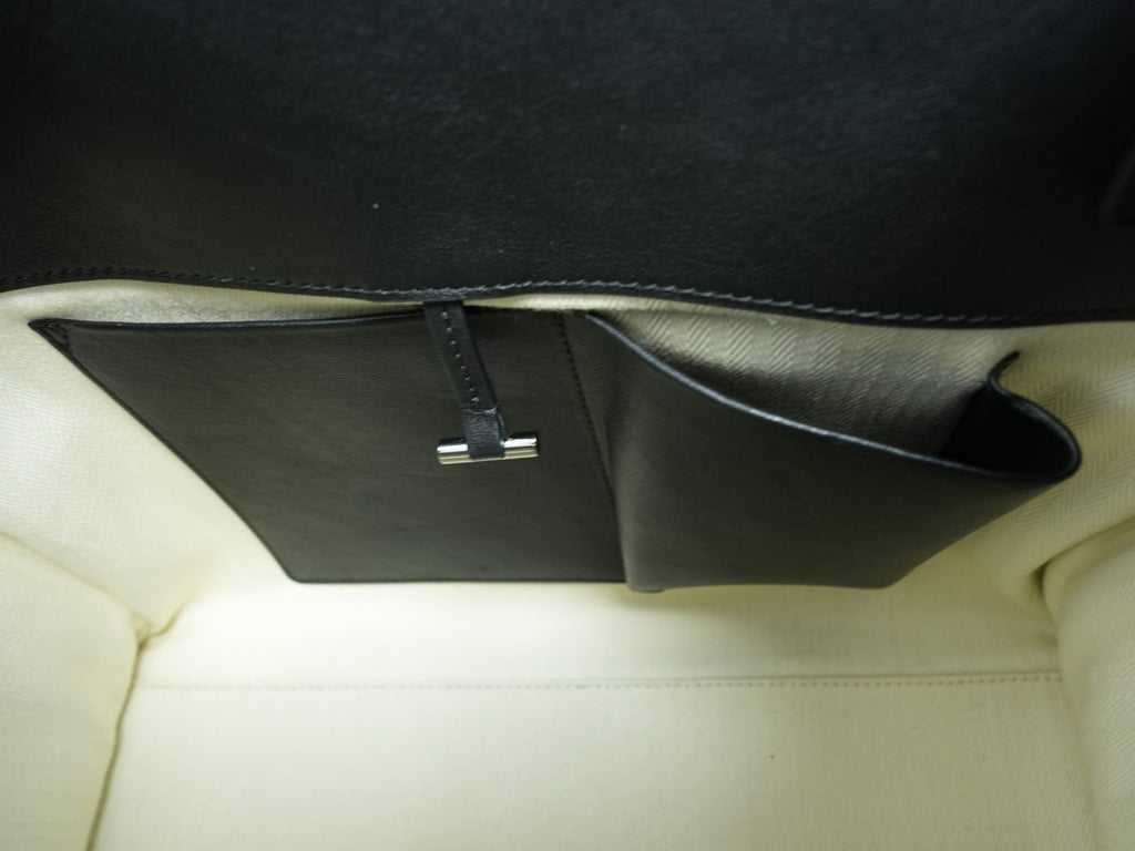 The Row Soft Margaux 15 Bag in Black saddle leather