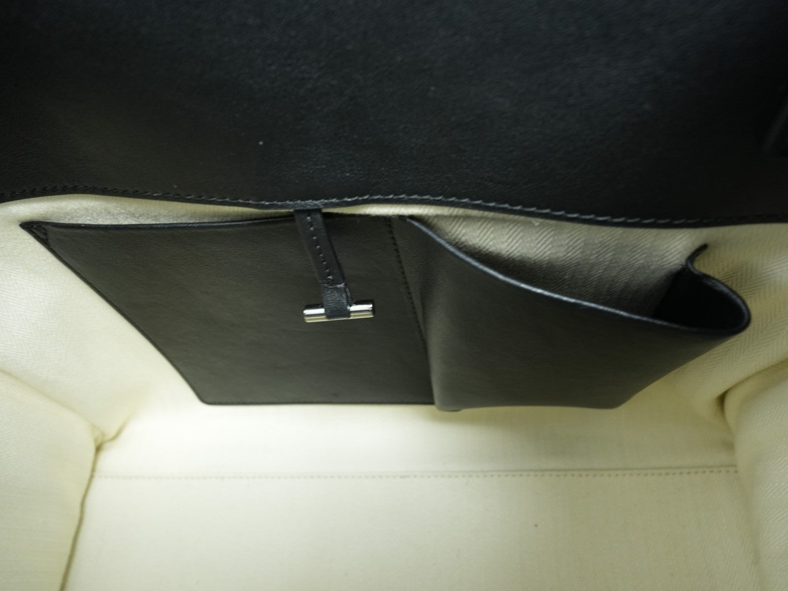 The Row Soft Margaux 15 Bag in Black saddle leather