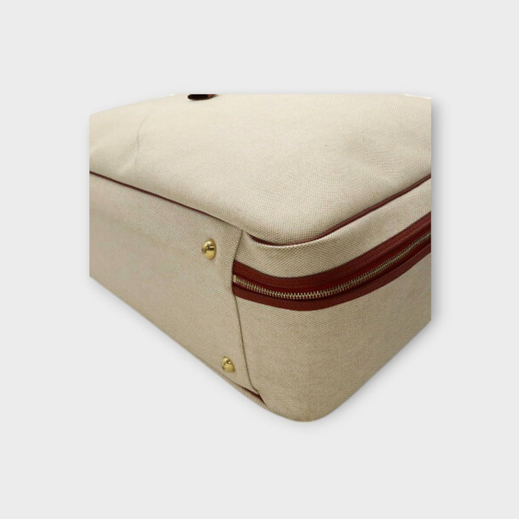 Hermès Victoria 60 Boston Bag Toile H Natural Red【A】