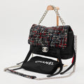 CHANEL Tweed Nylon Chain Shoulder Matelassé Handbag Black Women’s