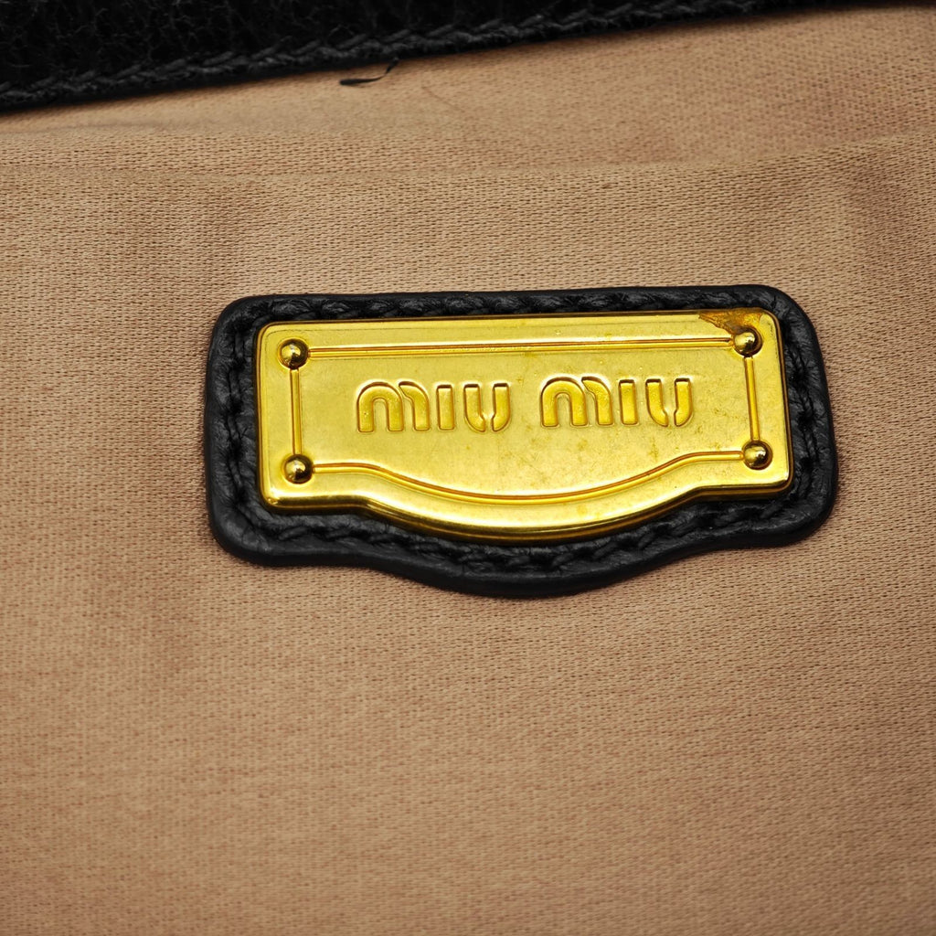 MIU MIU Vitello Lux Leather Handbag/Tote Bag Black for Men and Women