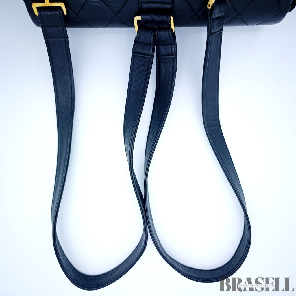 Chanel Matelassé Vintage Square Backpack 4B000272 Bag Flap Black Ladies