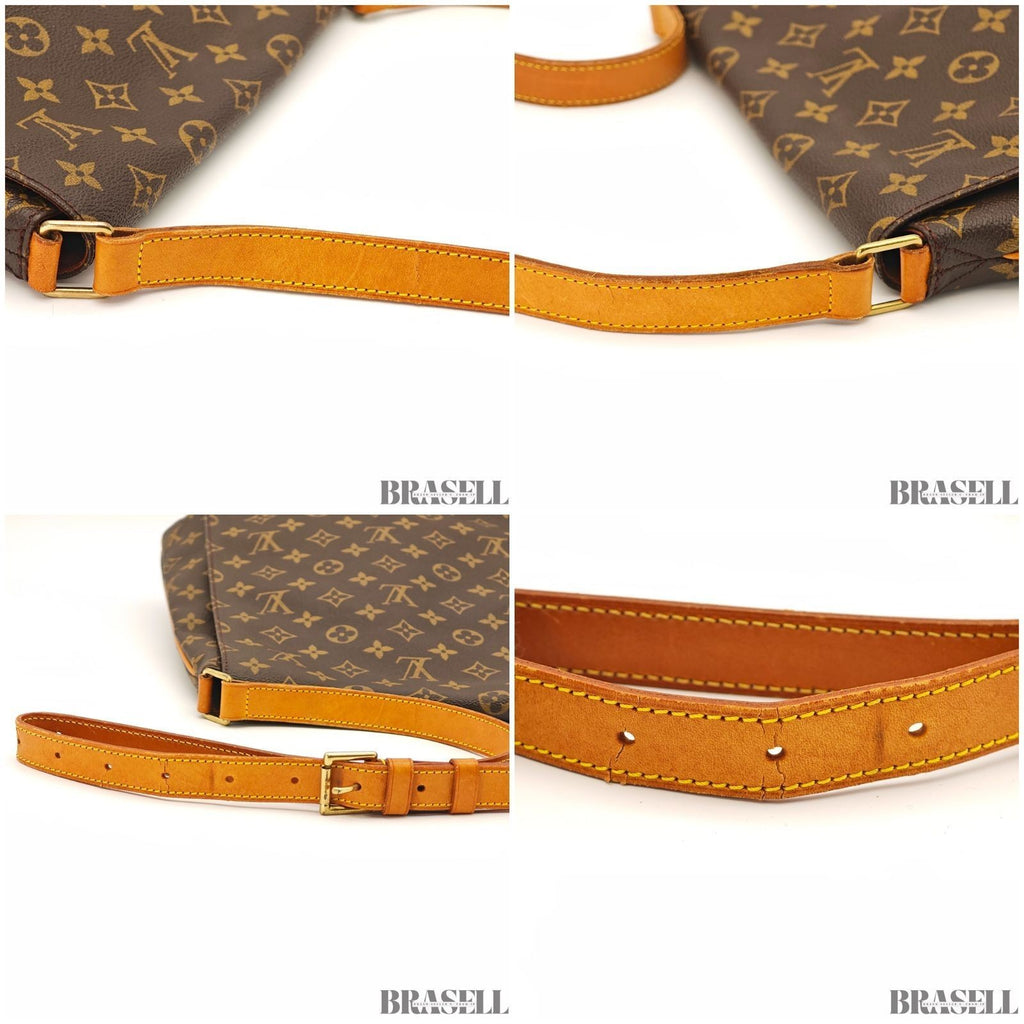 LOUIS VUITTON Musette M51256 Shoulder Bag Brown Monogram Canvas Vertical Women's