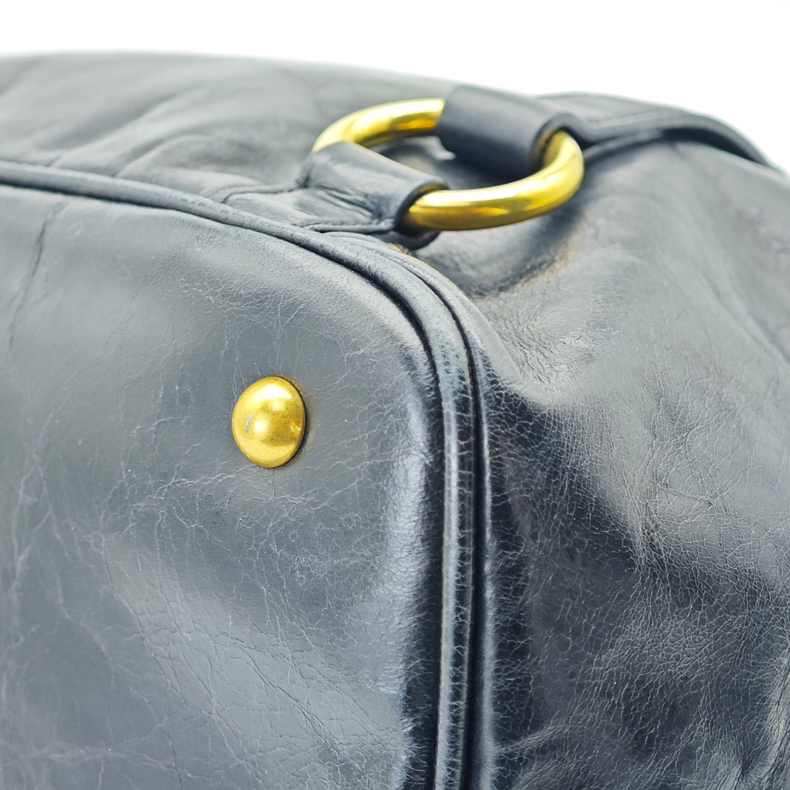 MIU MIU Vitello Lux Leather Handbag/Tote Bag Black for Men and Women