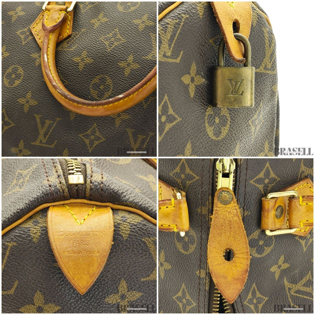 Louis Vuitton Speedy 30 M41526 Monogram Handbag Tote Bag Brown Woman