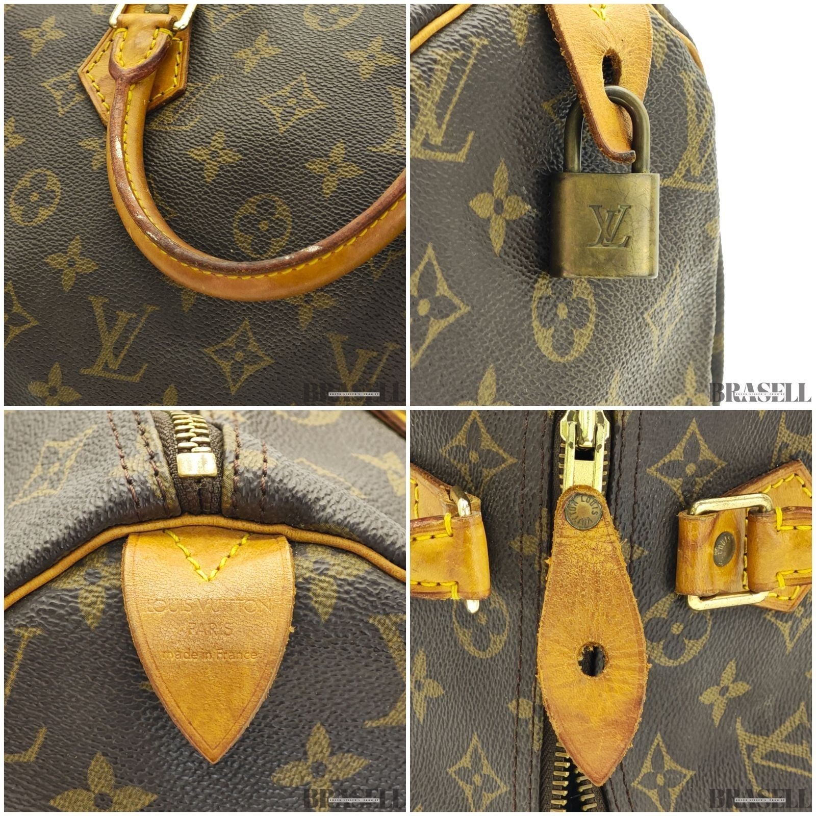 Louis Vuitton Speedy 30 M41526 Monogram Handbag Tote Bag Brown Woman