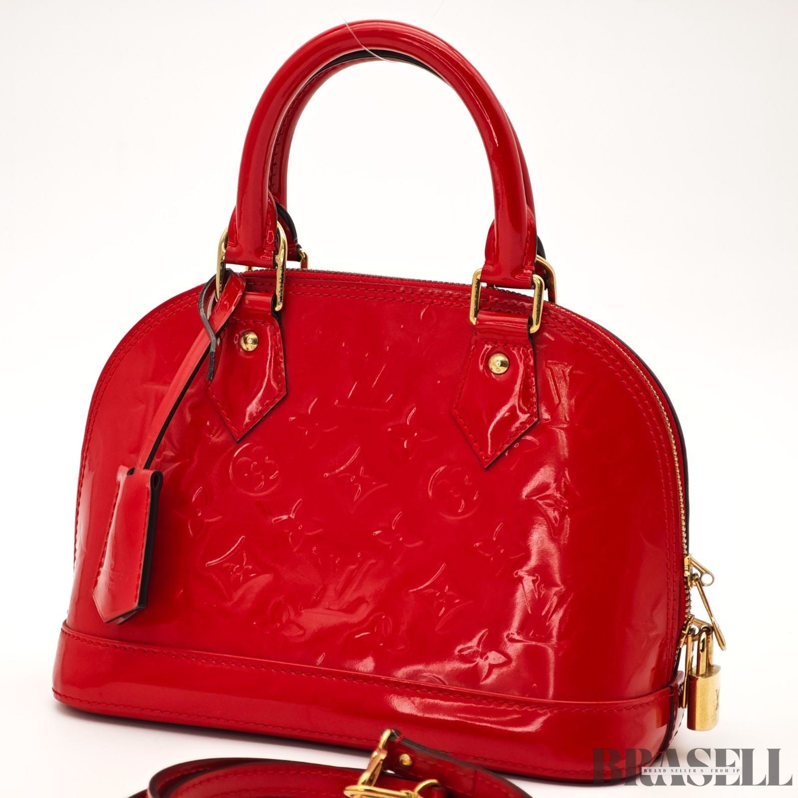LOUIS VUITTON Alma BB Handbag Monogram Vernis M90174 2Way Slides Women
