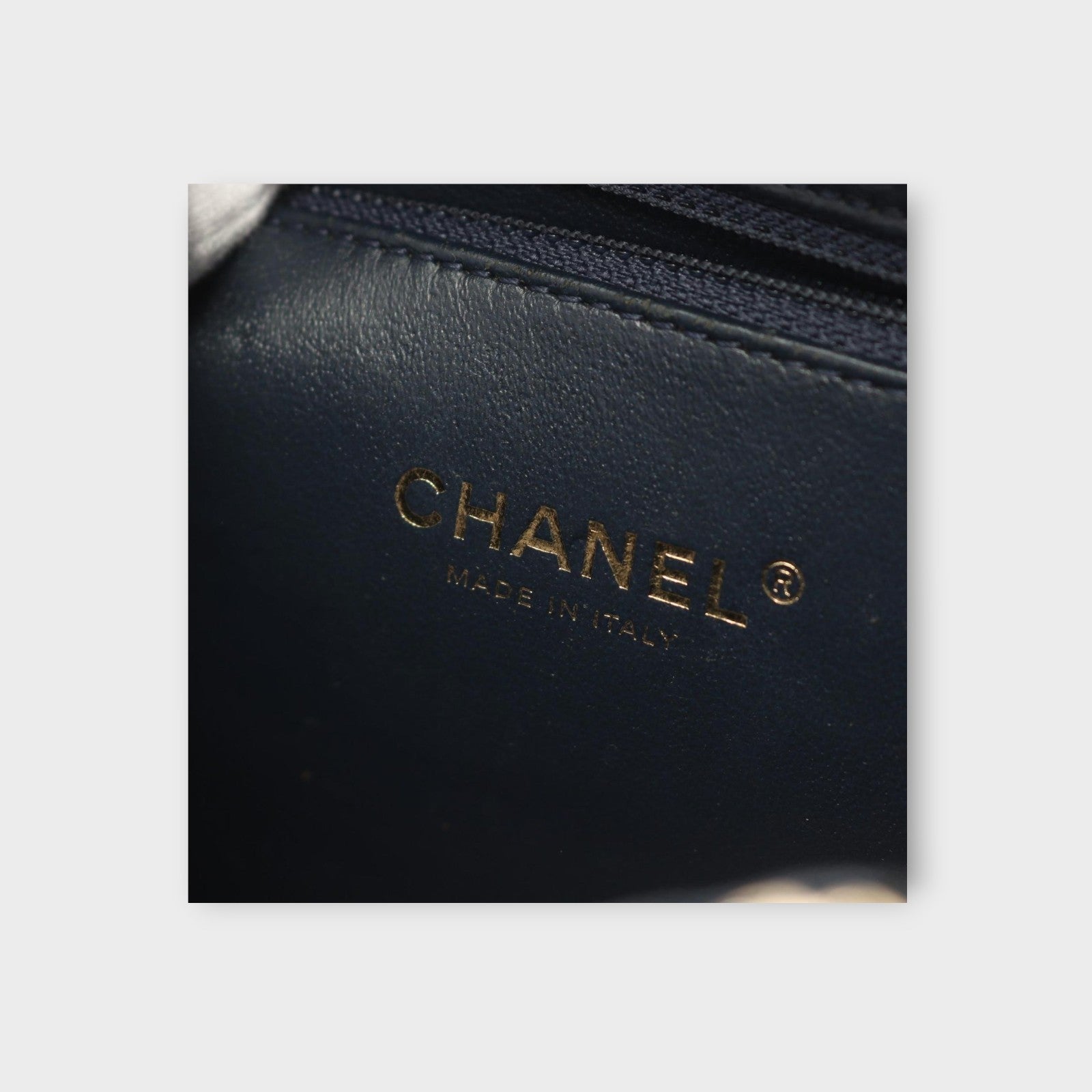 CHANEL CC Filigree Matelasse Shoulder Bag Navy Leather