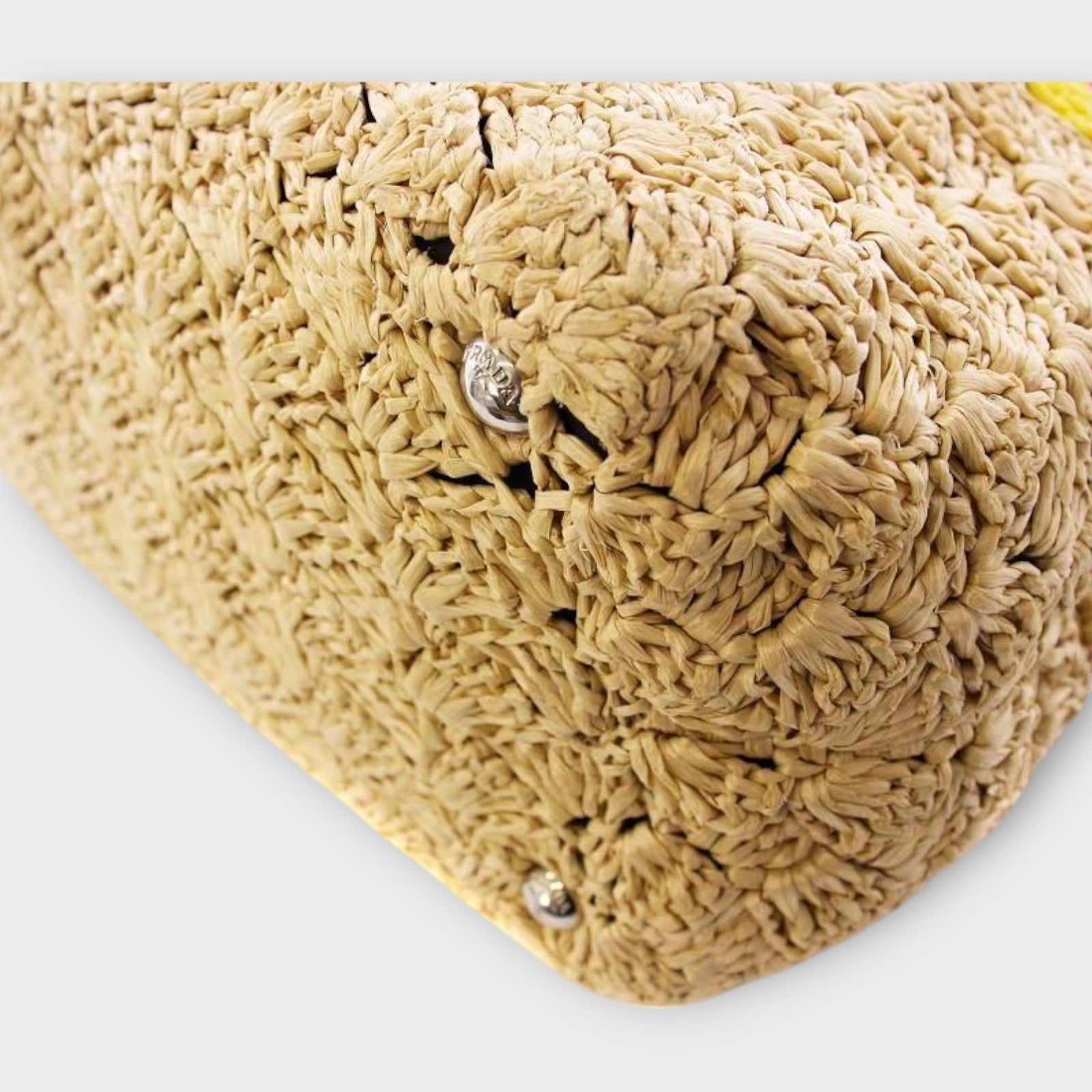 PRADA Canapa Raffia Basket Bag Tote Bag Handbag Beige 1BG889