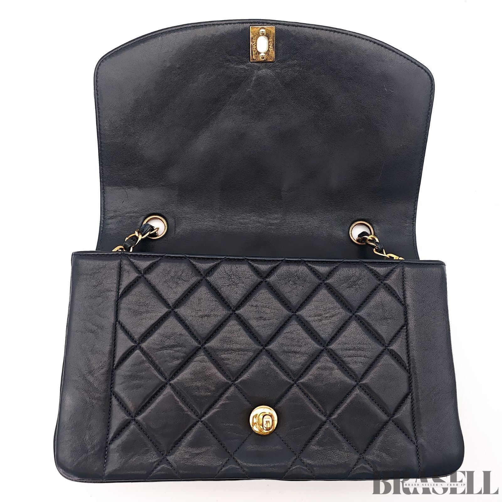 Chanel Diana 25 Bag Handbag Matelassé Flap Black Lambskin Women’s Guarantee Card