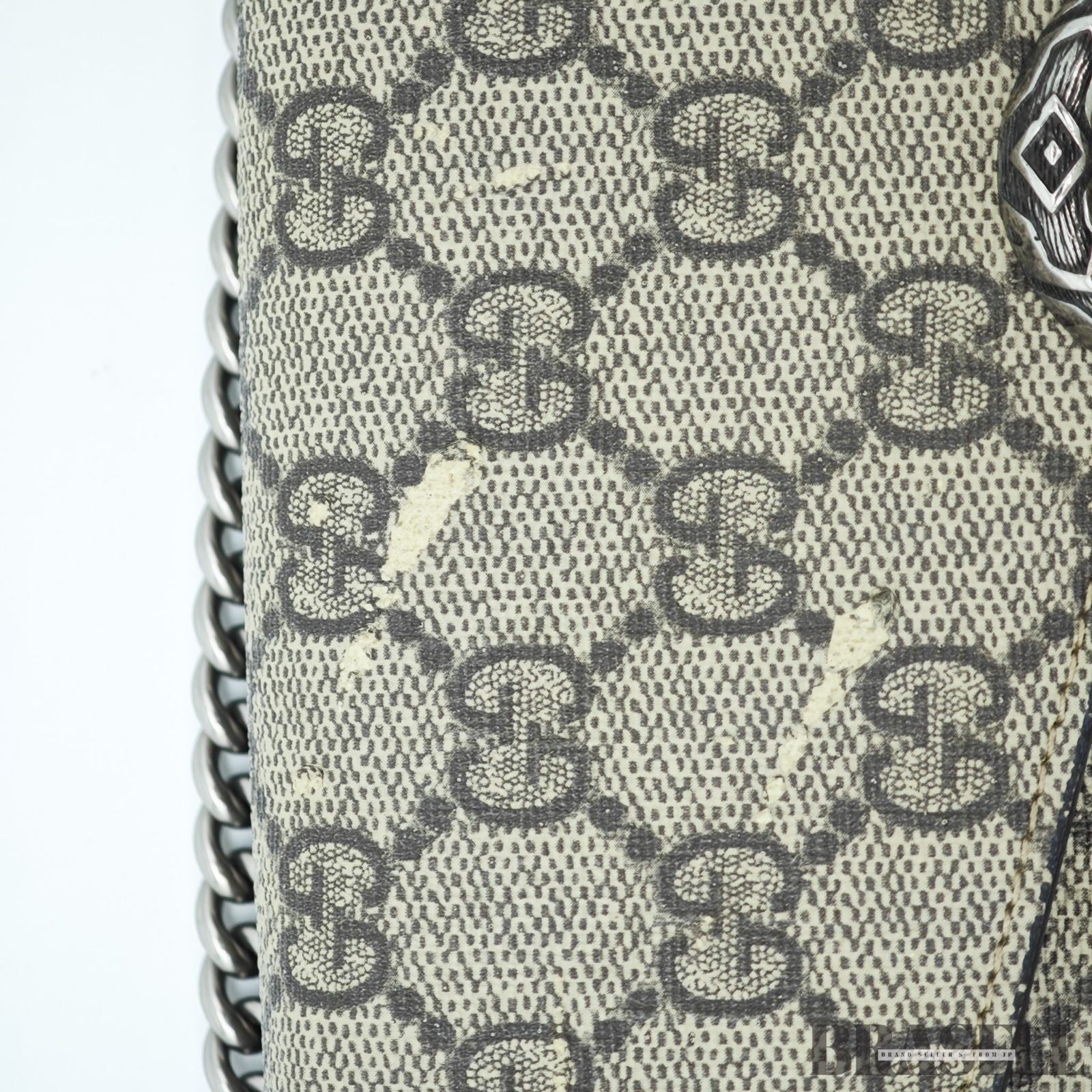 GUCCI Dionysus 476432 GG Supreme Beige Slim Shoulder Bag Silver Hardware Unisex