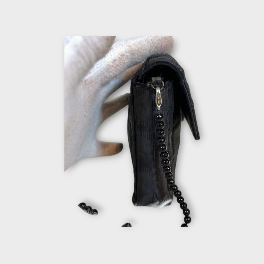 CHANEL Shoulder Bag New Travel Line Chocolate Bar Coco Mark Black Nylon【B】