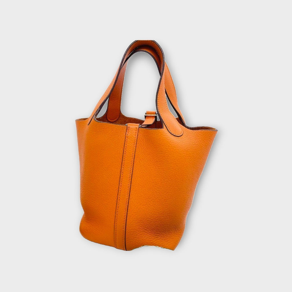 Hermès Picotin PM H Stamp Handbag Orange Leather Taurillon Clémence 【A】