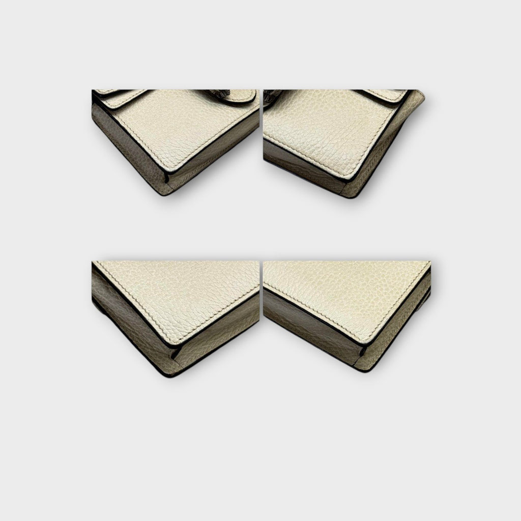 Gucci Dionysus Chain Shoulder Bag Leather Ivory Silver Hardware【A】
