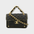 CHANEL Matelassé Coco Mark Chain 2-Way Handbag Denim & Leather Navy Blue AS4051
