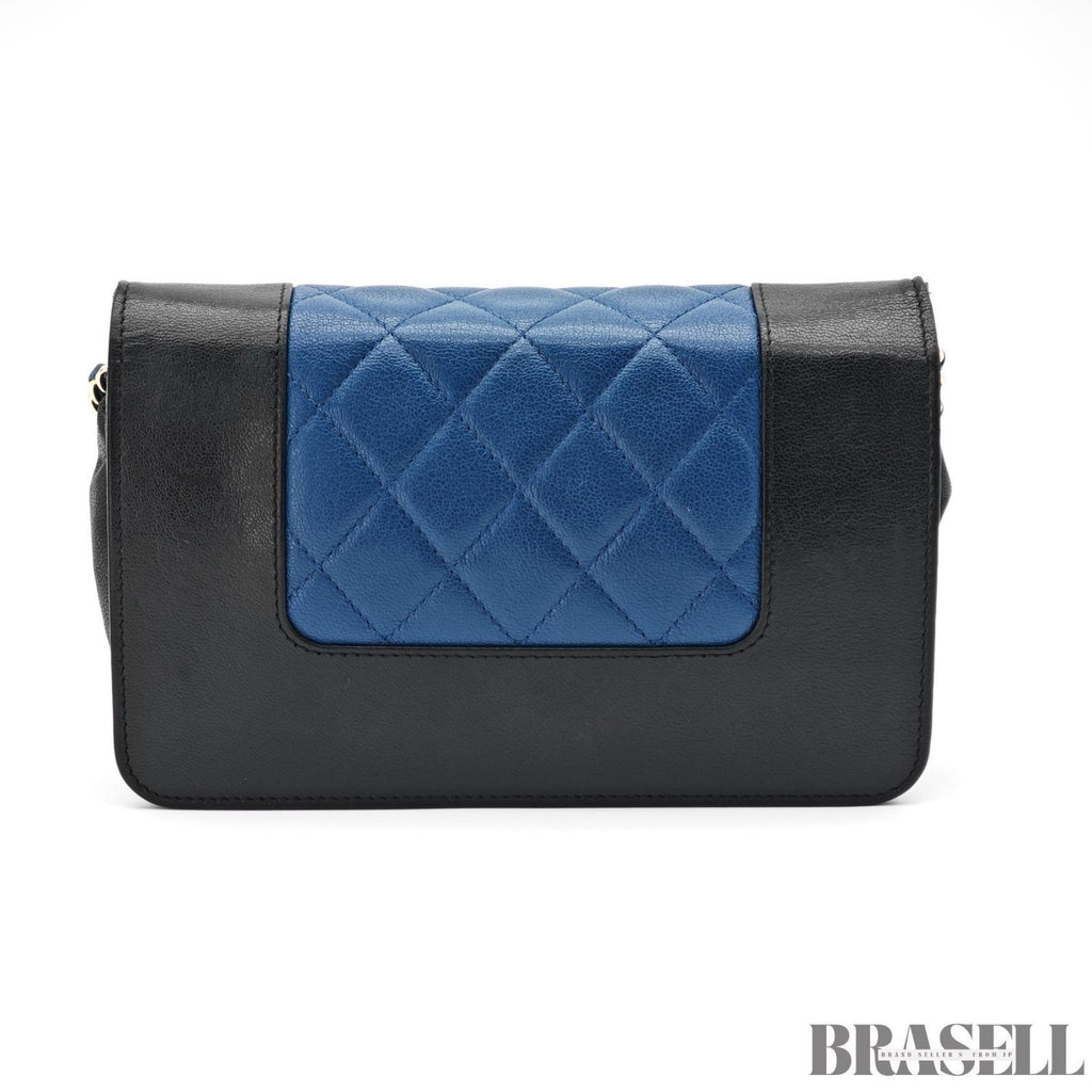 CHANEL CC Chain Wallet Shoulder Bag Black Blue Women's with Guarantee Card