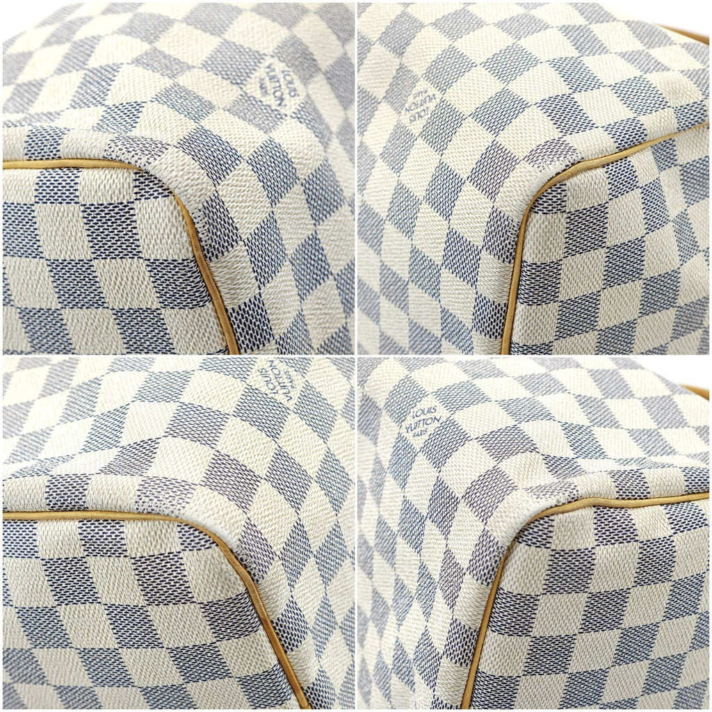 LOUIS VUITTON Damier Azur Speedy N41533 Boston Bag Large Capacity White