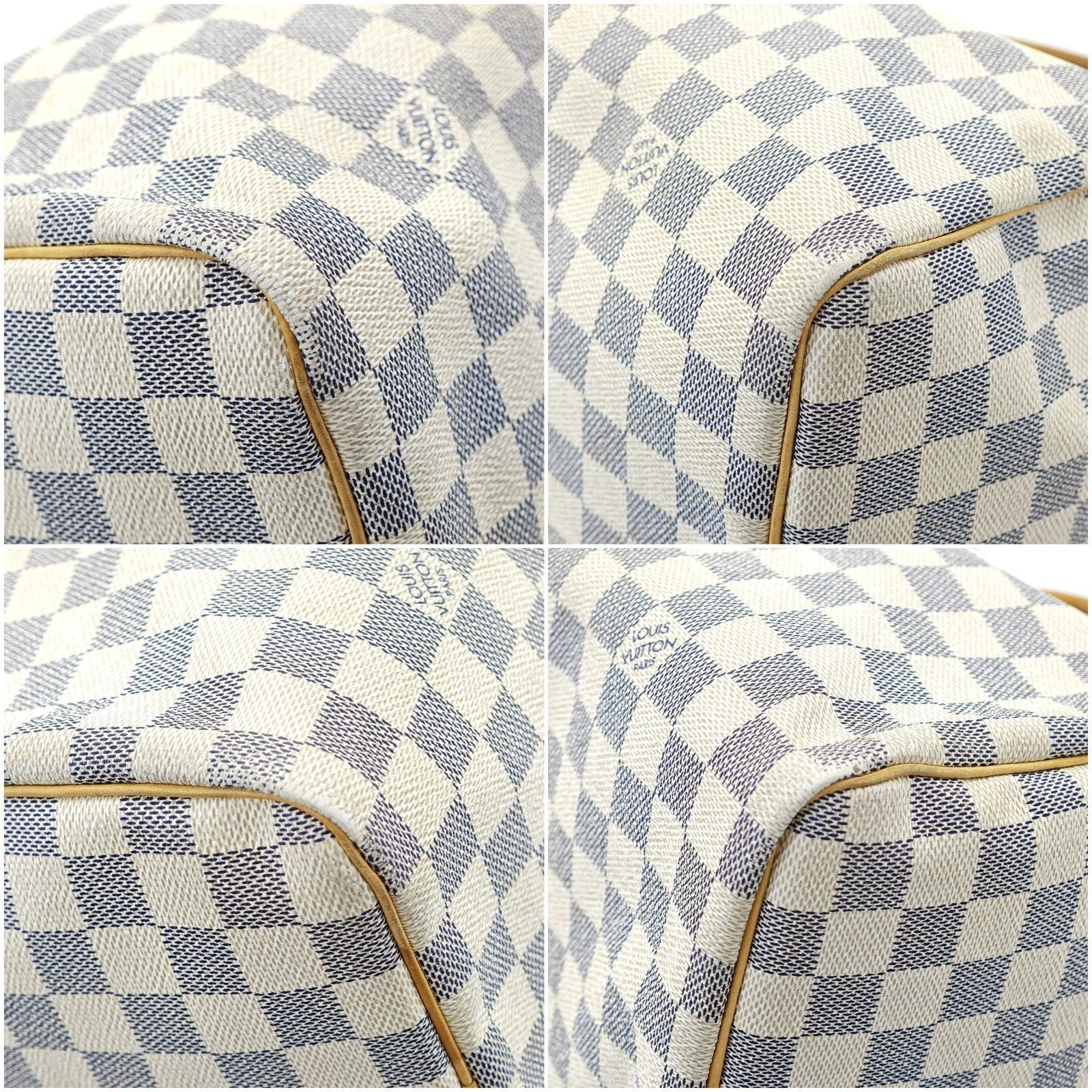 LOUIS VUITTON Damier Azur Speedy N41533 Boston Bag Large Capacity White