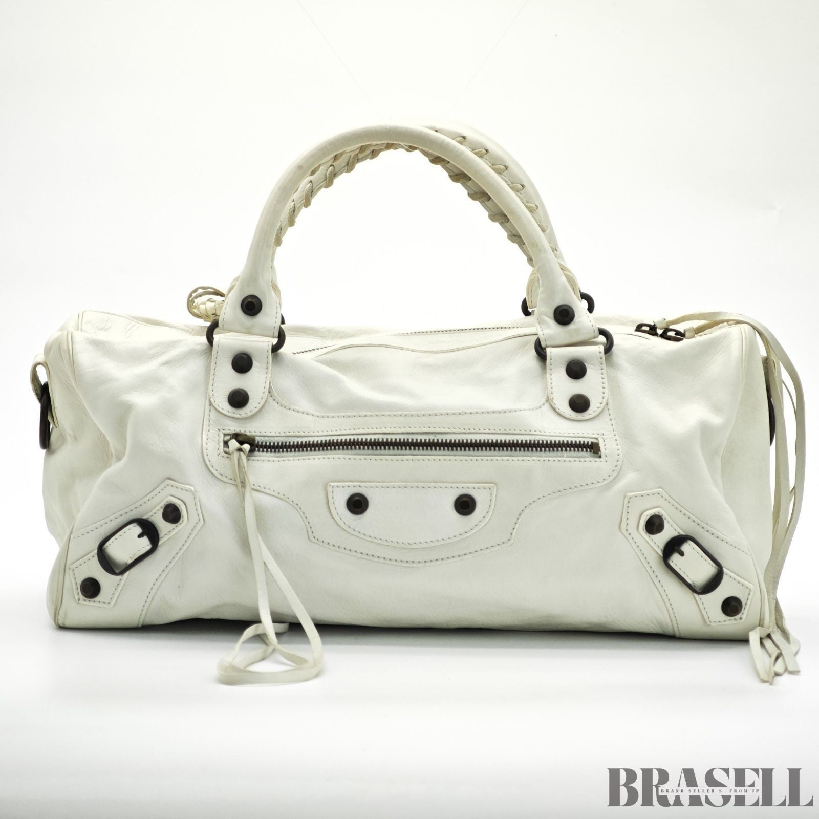 Balenciaga The First 103208 213048 Bag Handbag Cylinder Horizontal Ivory