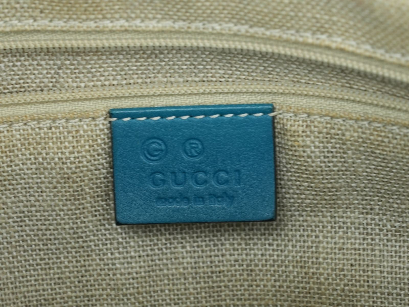 GUCCI Microguccissima GG Pattern Leather Tote Bag Emerald Blue