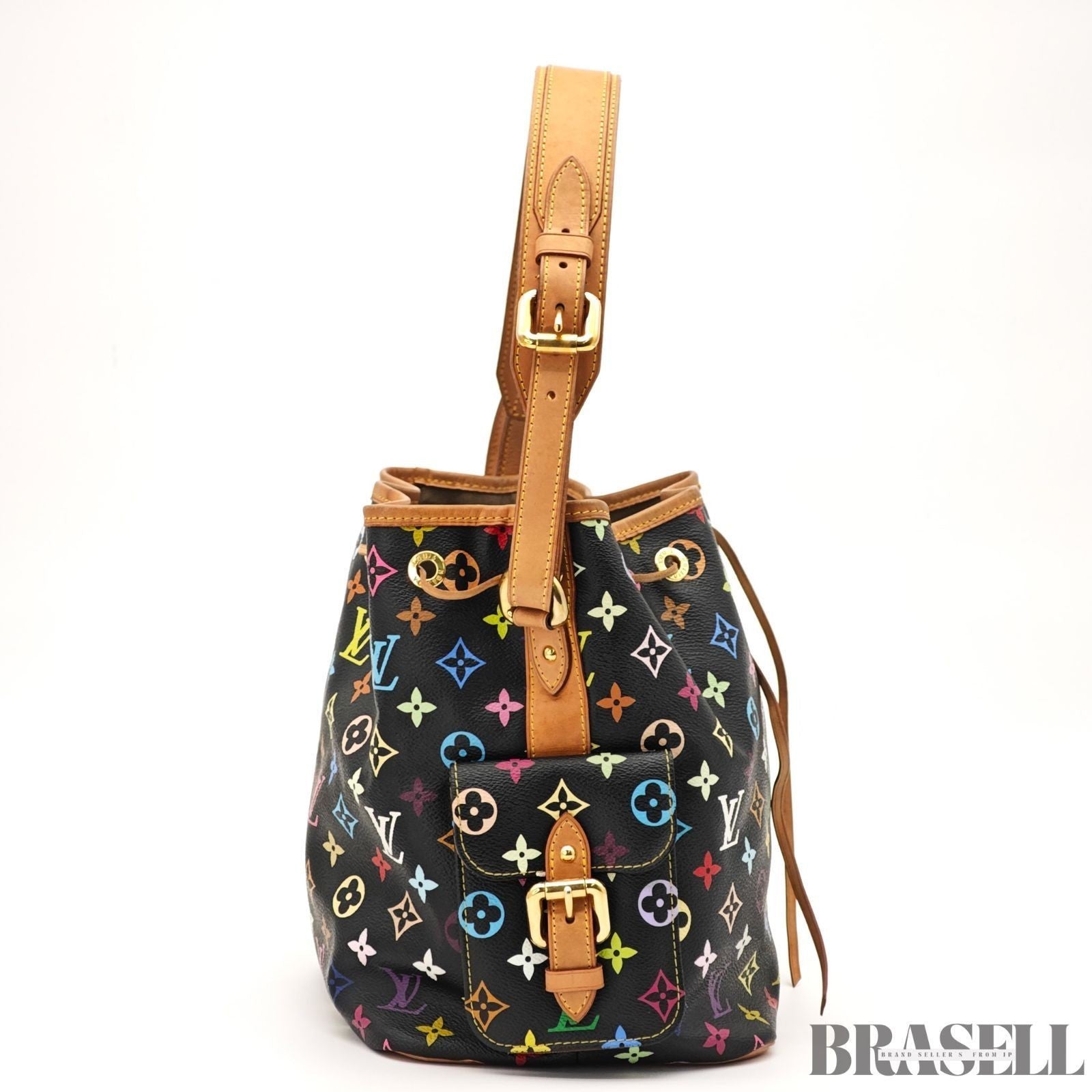 LOUIS VUITTON Monogram Multicolor Petit Noe Bag Handbag Black M42230 Auth