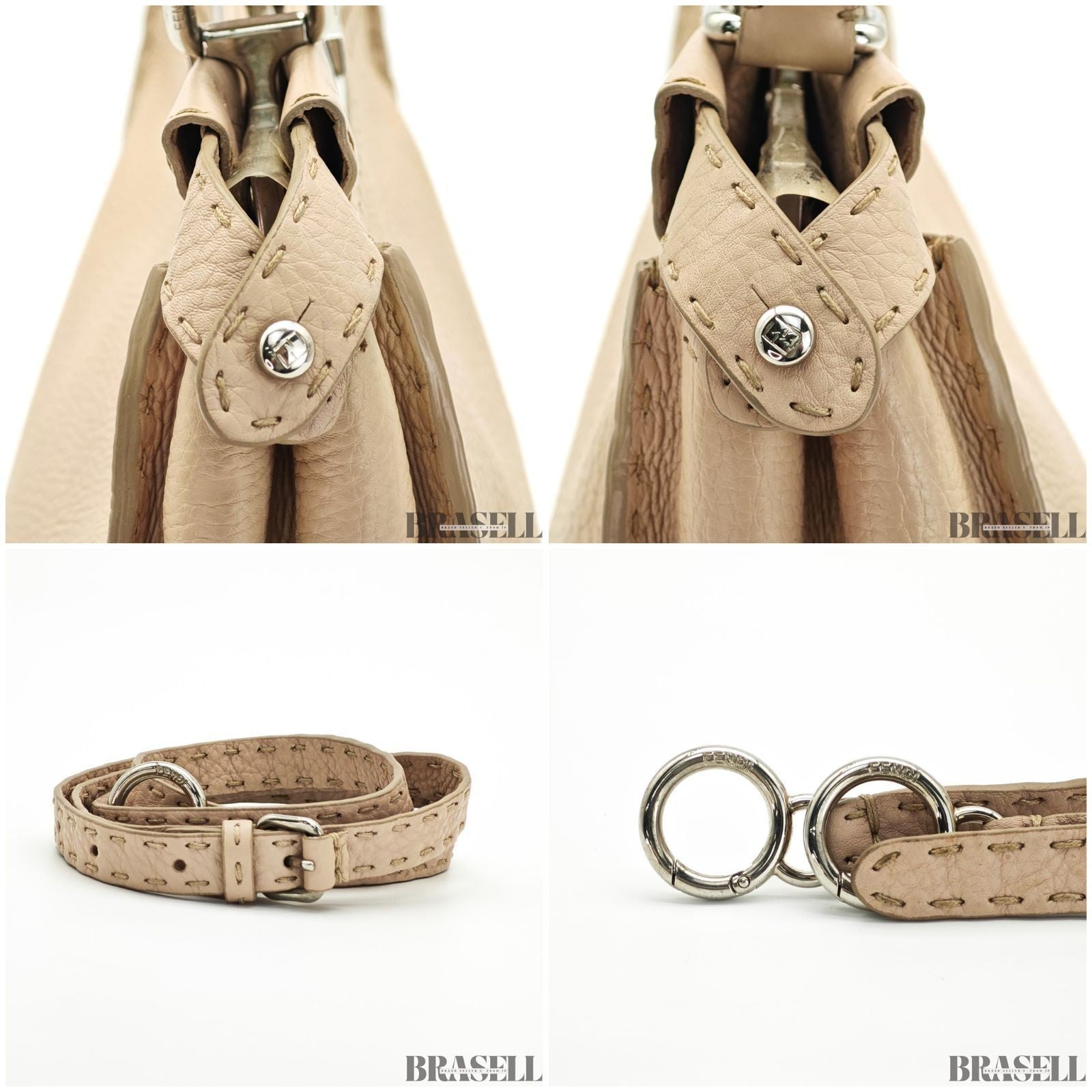 Fendi Regular Peekaboo Selleria 8BN226 Handbag Shoulder Bag 2Way Beige