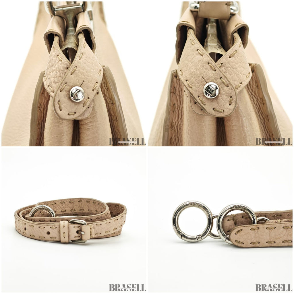 Fendi Regular Peekaboo Selleria 8BN226 Handbag Shoulder Bag 2Way Beige