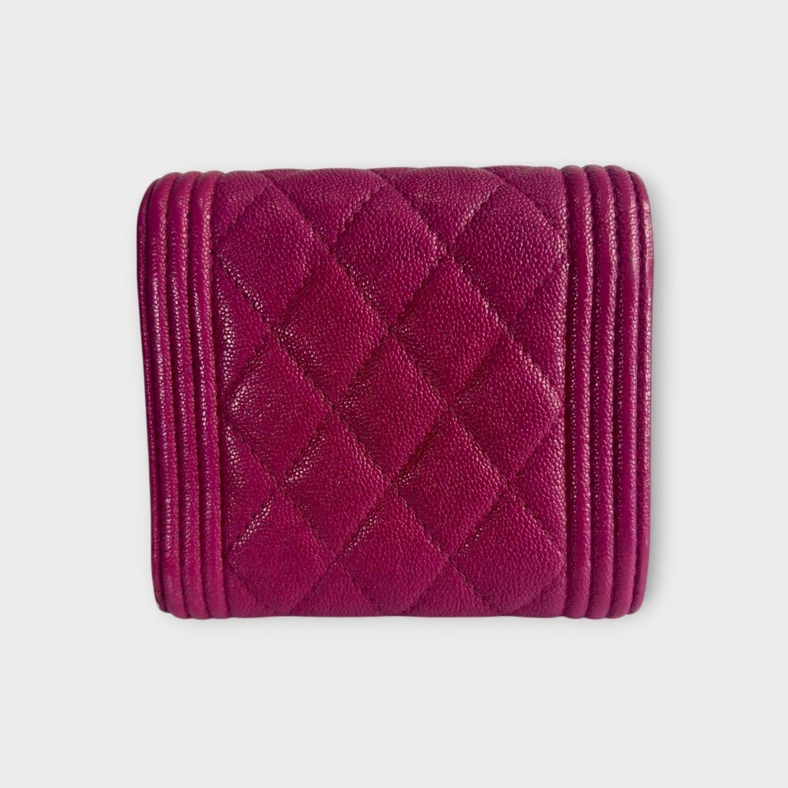Chanel Boy Trifold Wallet in Pink Matelassé Caviar Skin