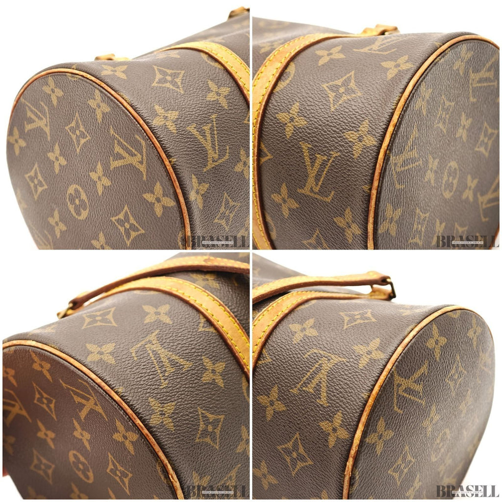LOUIS VUITTON Papillon 30 M51385 Mini Boston Handbag Brown Monogram Canvas Pouch