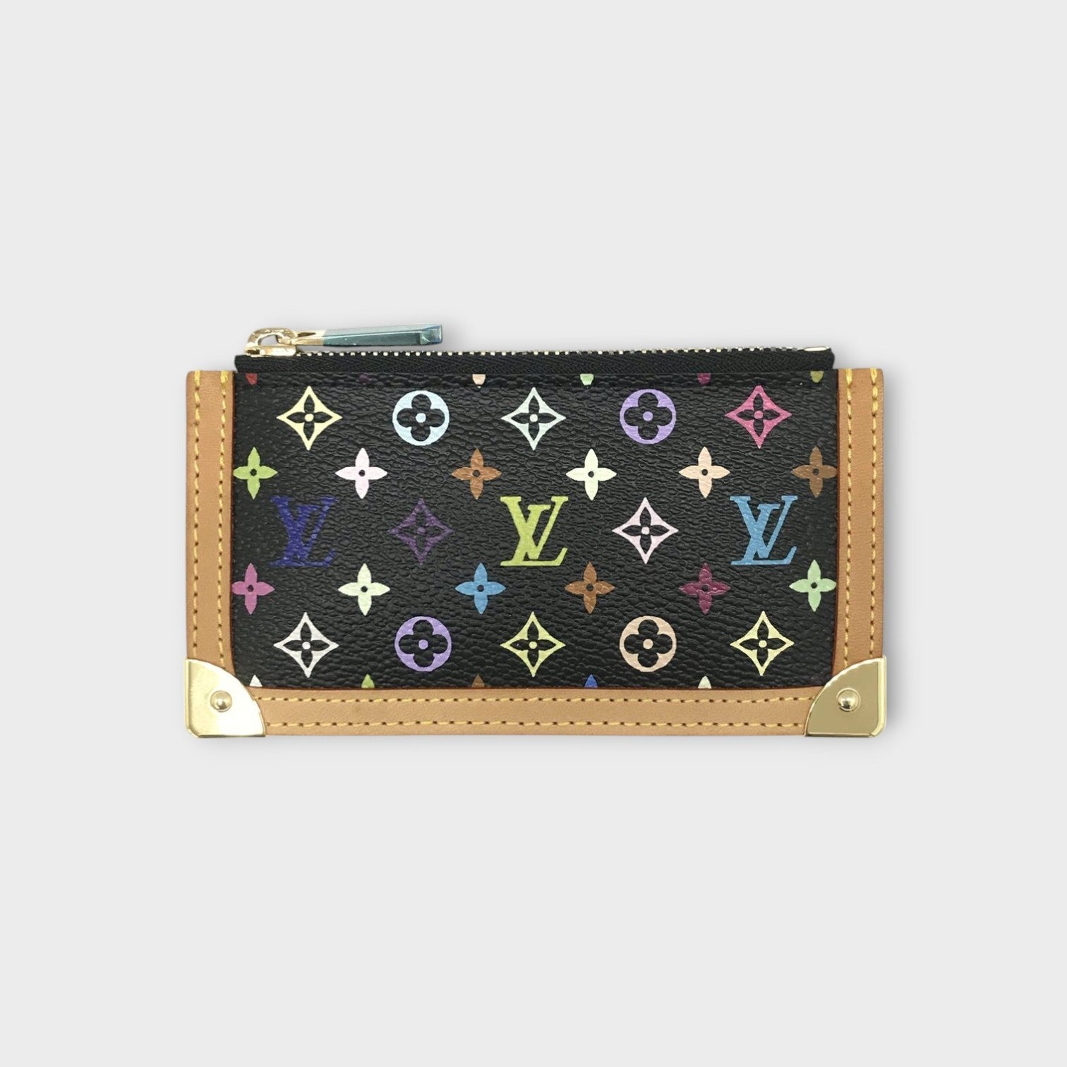 Louis Vuitton M92654 Pochette Clé Monogram Black Multicolor Coin Case Canvas 【A】