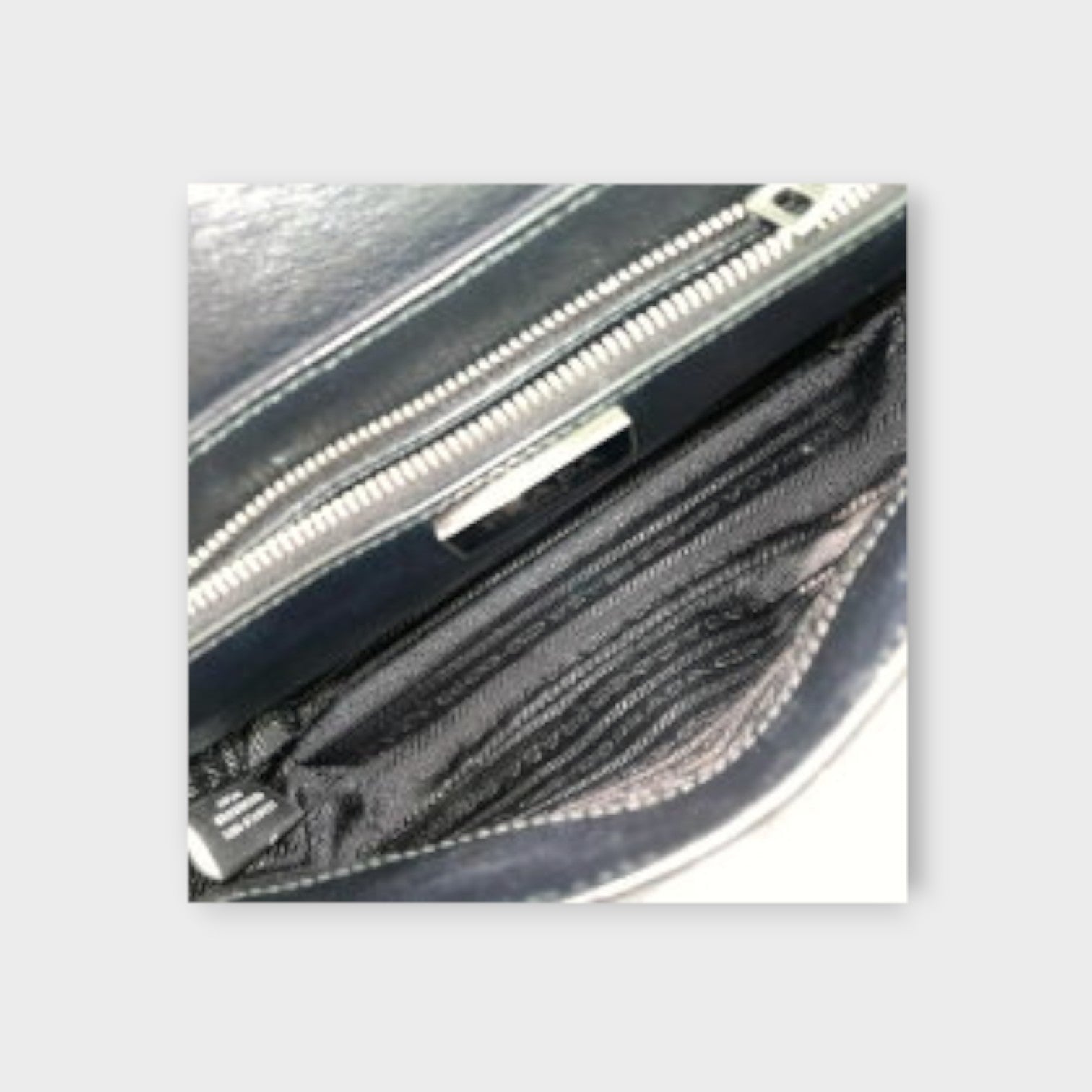 Prada Brushed Leather Shoulder Bag 1BD295 Black Patent Leather【B】