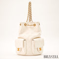 Chanel Matelassé Chain Backpack White Rucksack Bag Gold Hardware Women