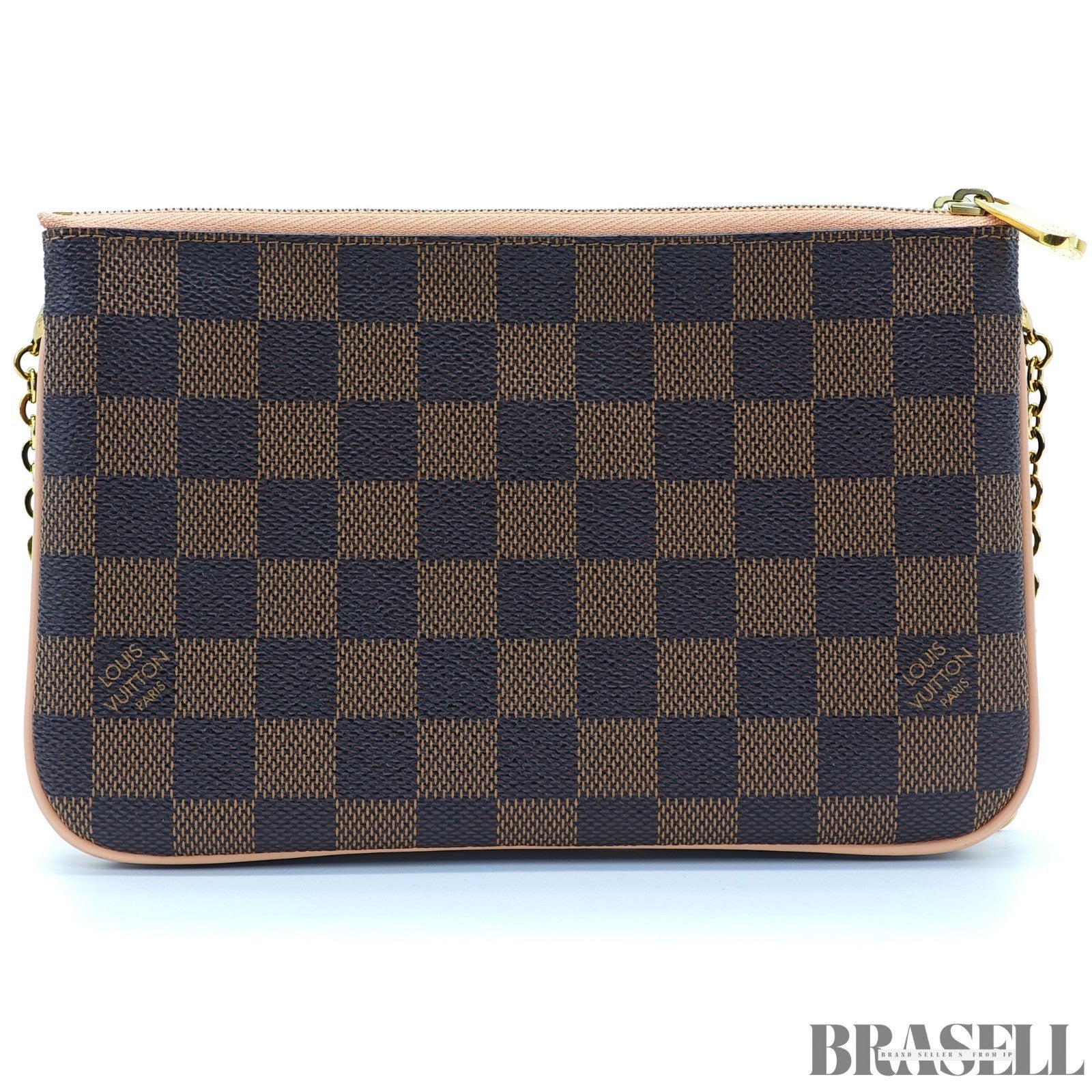 LOUIS VUITTON Damier Double Zip Pochette N60254 Damier Canvas