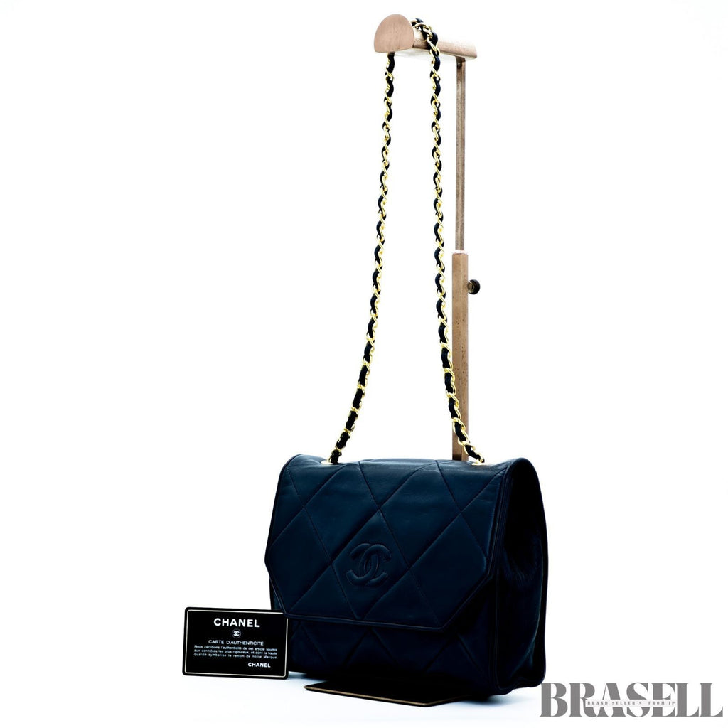 Chanel Matelassé Lambskin Chain Shoulder Coco Mark Flap Small Black Women