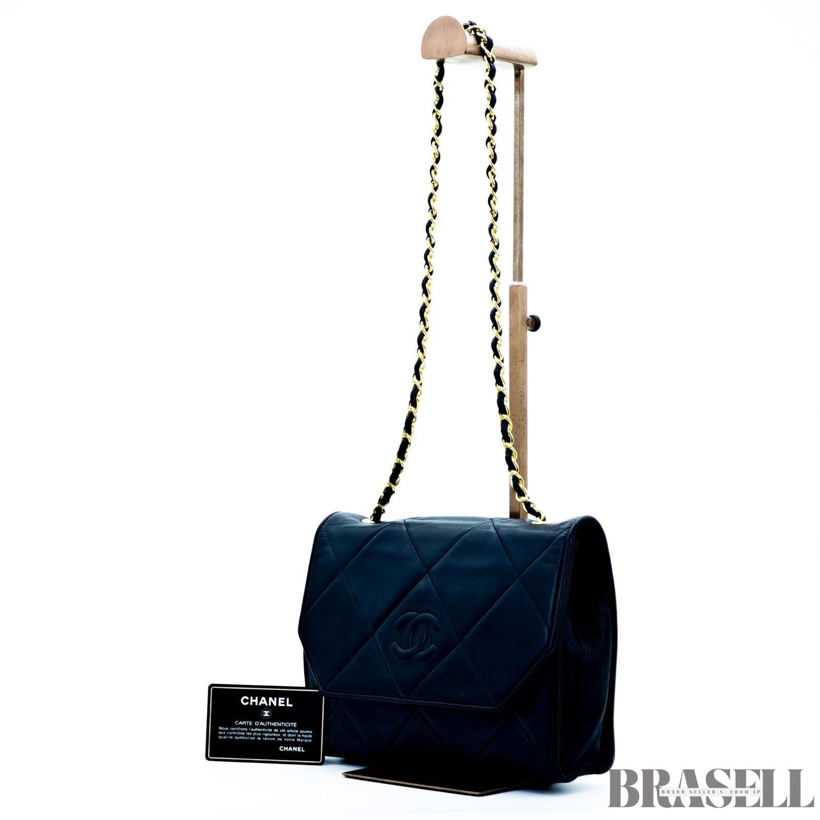 Chanel Matelassé Lambskin Chain Shoulder Coco Mark Flap Small Black Women