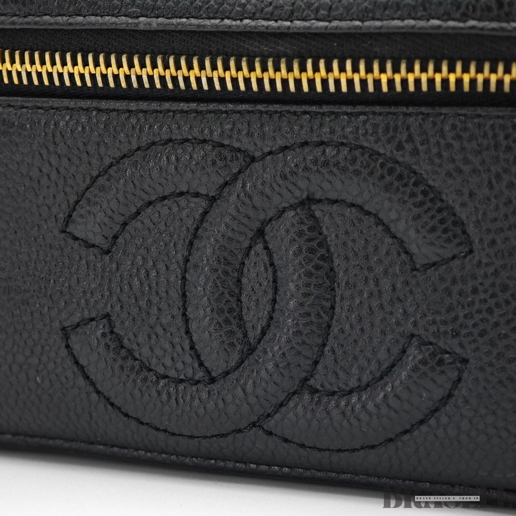 CHANEL Coco Mark Vanity Bag Mini Black Cosmetic Bag Women's