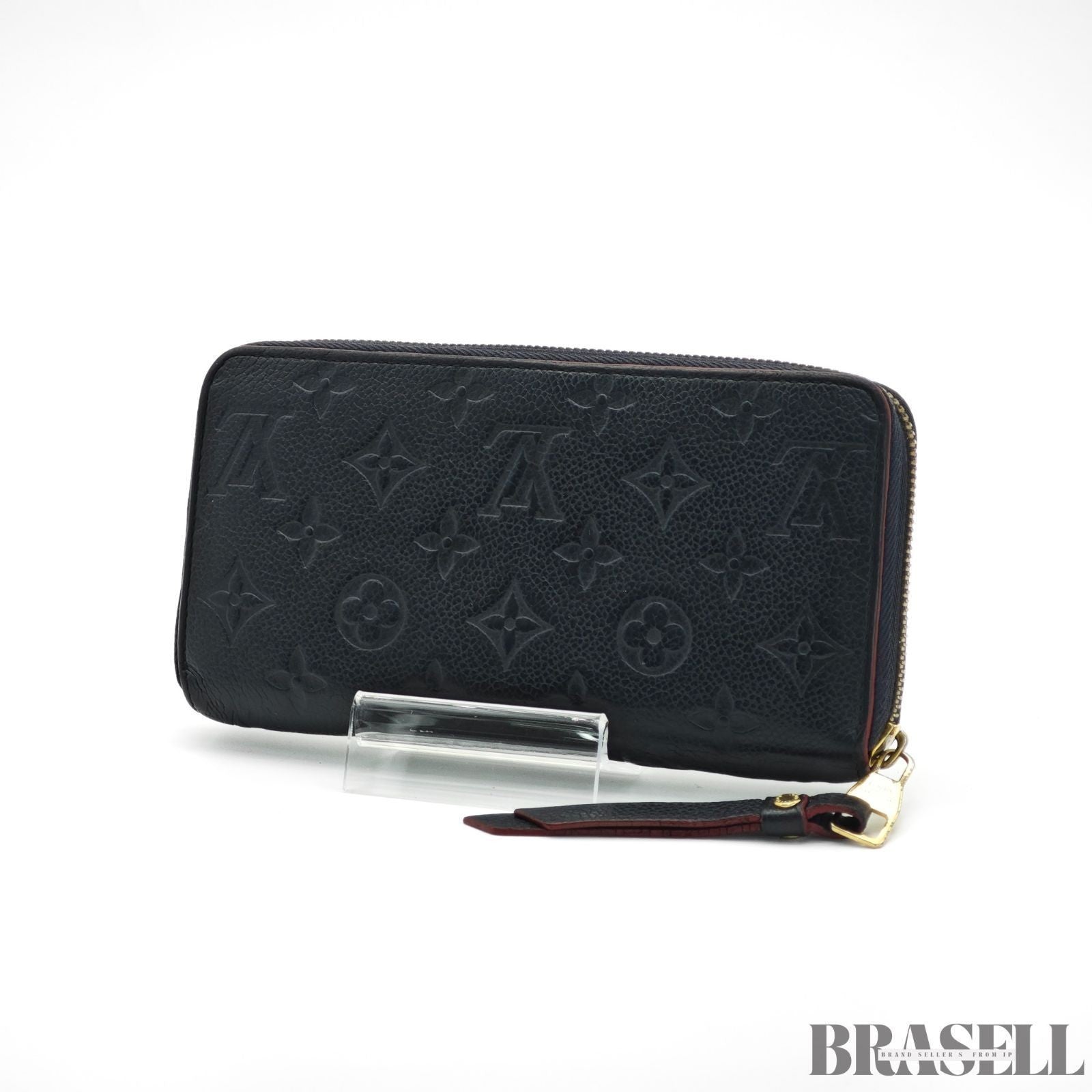 Louis Vuitton Monogram Empreinte Zippy Wallet Marine Rouge Leather M62121 Navy