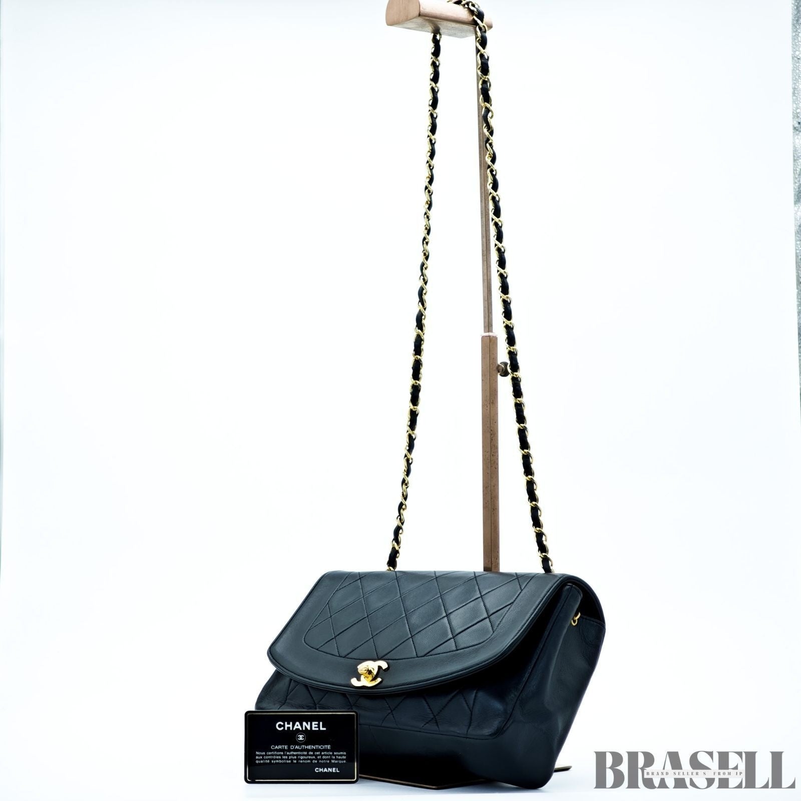 Chanel Diana 25 Shoulder Bag A01165 Flap Bag Black Women With Authenticity Card