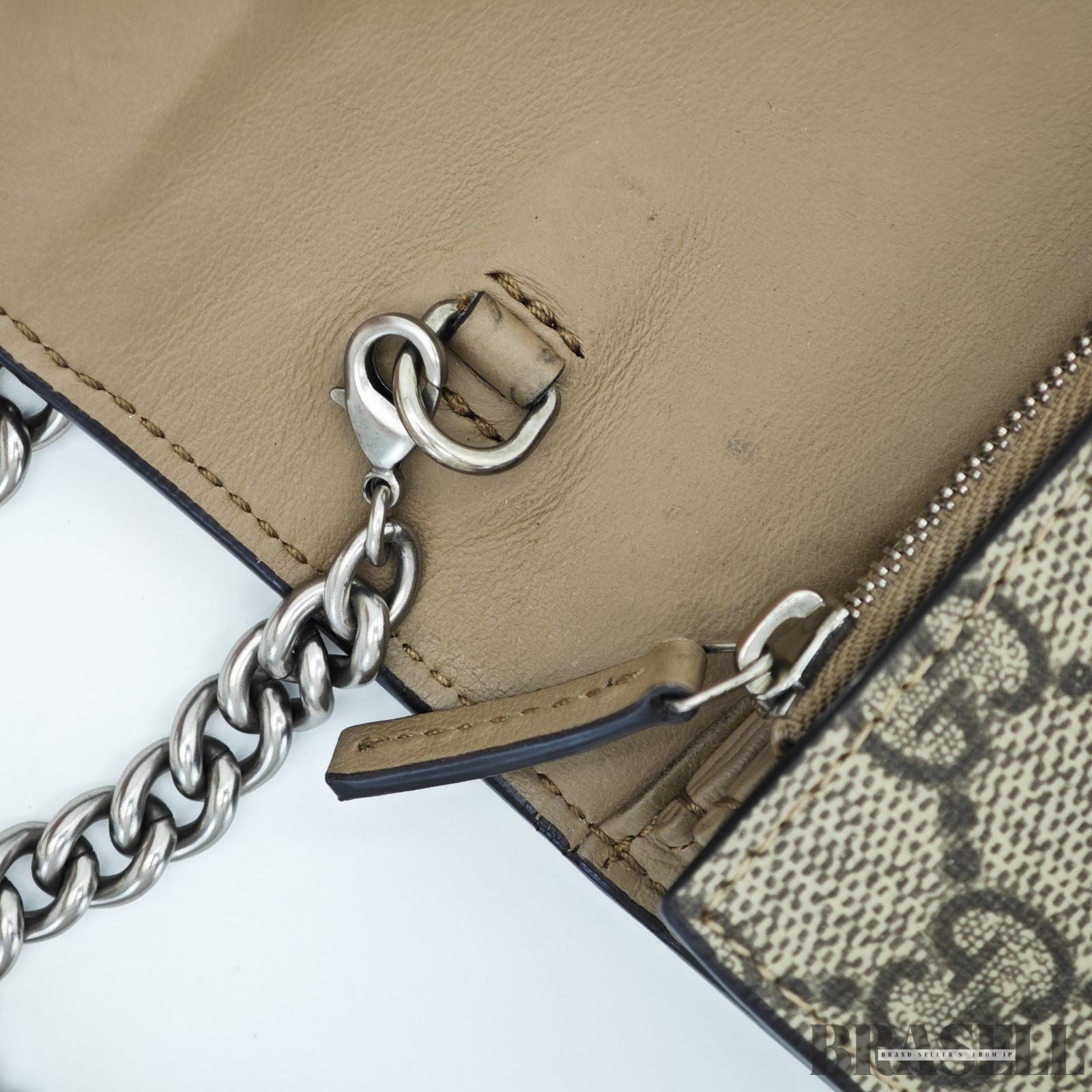GUCCI Dionysus 476432 GG Supreme Beige Slim Shoulder Bag Silver Hardware Unisex