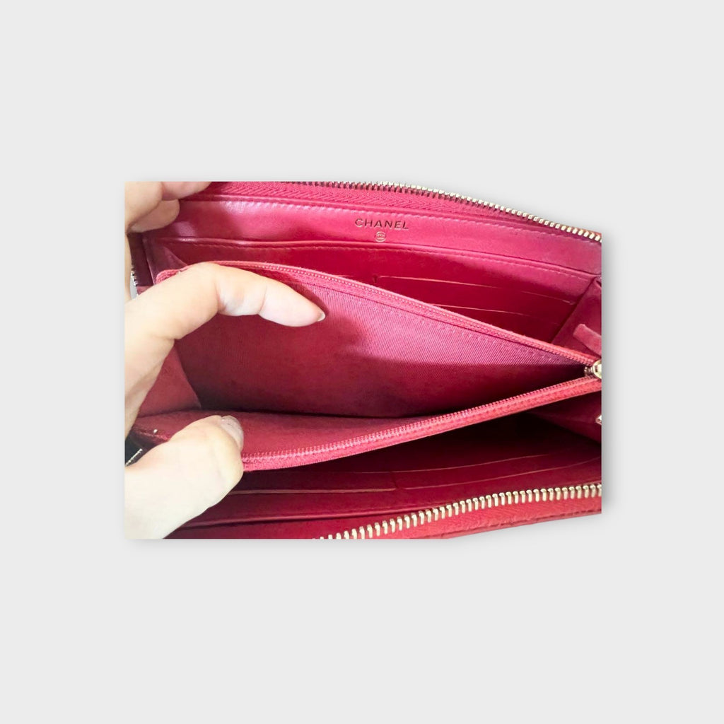 Chanel Matelassé L-Gusset Zip Around Wallet