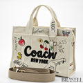 COACH Cargo Tote Bag Sketch Print New York 2-Way Shoulder Bag White